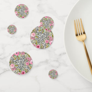 Elegant Leopard Print and Floral Design Confetti