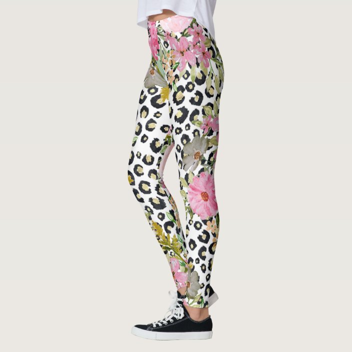 Raccoon Floral Print Pattern Women Leggings