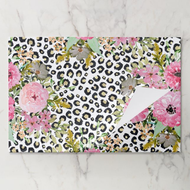 Elegant Leopard Print and Floral Design Paper Pad (Folded)