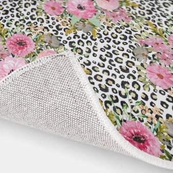 Elegant Leopard Print And Floral Design Rug by InovArtS at Zazzle