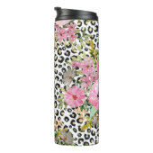 Elegant Leopard Print and Floral Design Thermal Tumbler (Rotated Right)
