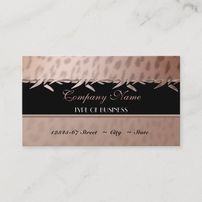 Elegant Leopard Print  Business Card Template (Front)