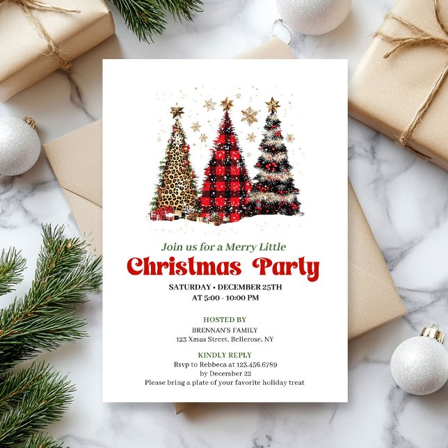 Elegant leopard print Christmas tree holiday card (Elegant leopard print Christmas tree holiday card)