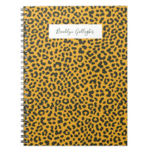 Elegant Leopard Print Golden Yellow Script Name