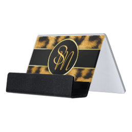 Elegant Leopard Print Monogram - Card Holder