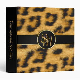 Elegant Leopard Print Monogram Script - Binder