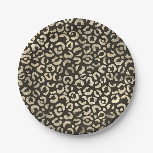 Elegant Leopard Print Paper Plates (Front)