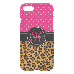 Elegant Leopard Print Pink Dots Girly Chic Custom iPhone 8/7 Case