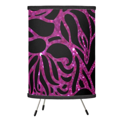 Elegant leopard print Purple Glitter Tripod Lamp