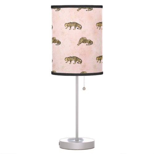 Elegant Leopard Print Soft Pink Table Lamp