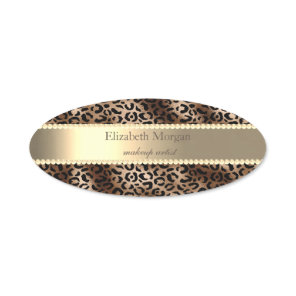 Elegant Leopard Print,Stripe, Pearls  Name Tag