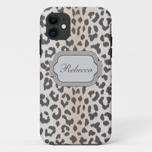 Elegant  leopard print with monogram iPhone 11 case