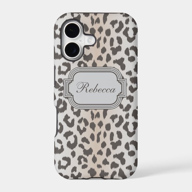 Elegant  leopard print with monogram iphone case (Back)