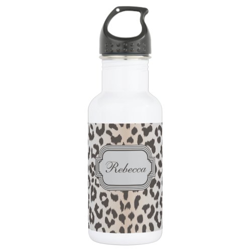 Elegant  leopard print with monogram stainless steel water bottle