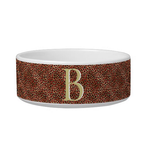Elegant Leopard Red Gold Custom Monogram Bowl