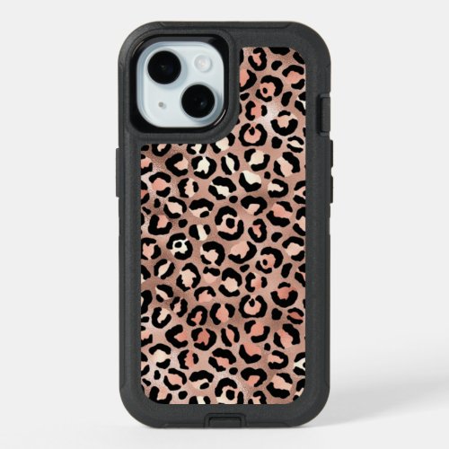 Elegant Leopard Rose Gold Foil iPhone 15 Case
