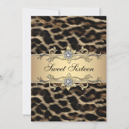 Elegant Leopard Sweet Sixteen Birthday Party Personalized Invite