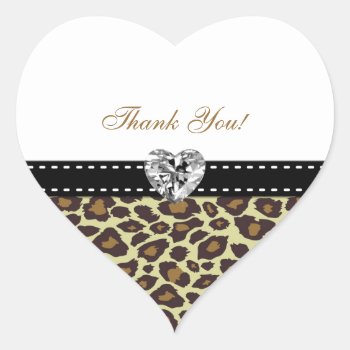 Elegant Leopard Thank You Stickers With Diamond by weddingsNthings at Zazzle