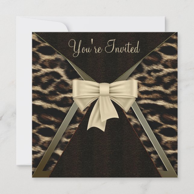 Elegant Leopard Womans Birthday Party Invitation (Front)