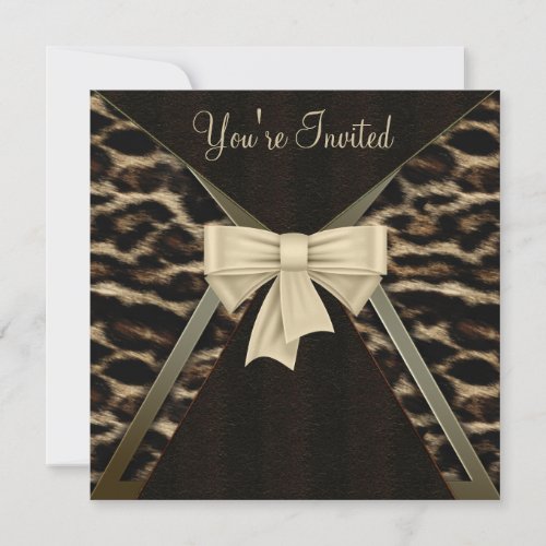 Elegant Leopard Womans Birthday Party Invitation