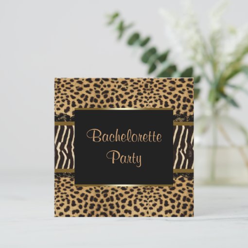 Elegant Leopard Zebra Bachelorette Party Invitation Zazzle