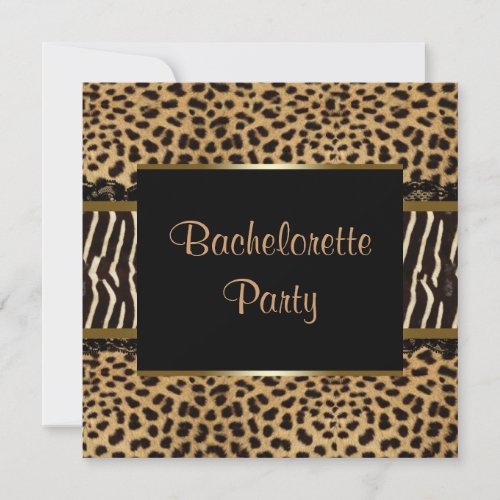 Elegant Leopard Zebra Bachelorette Party Custom Invite