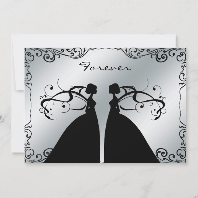 Elegant Lesbian Gay Wedding Invitation (Front)