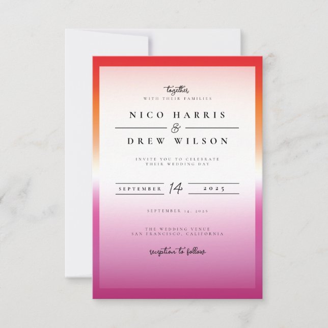 Elegant Lesbian Pride Wedding  Invitation (Front)