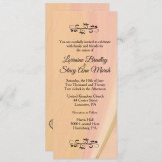 Elegant Lesbian. Wedding Invitation Peach