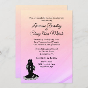 Elegant Lesbian Wedding Pinks Invitation