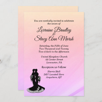 Elegant Lesbian Wedding Pinks Invitation