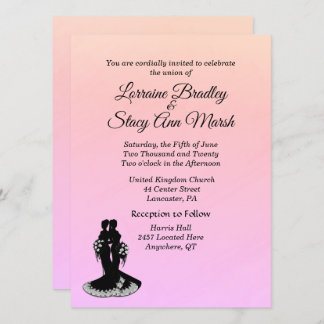 Elegant Lesbian Wedding Pinks Invitation