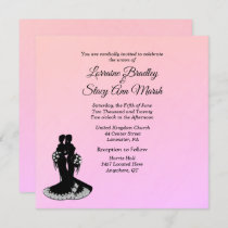 Elegant Lesbian Wedding Pinks Invitation