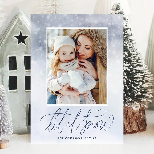 Elegant Let it Snow 2 Photo Holiday Card