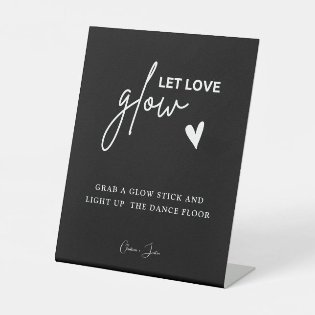 Elegant Let Love Glow Wedding Glow Stick Sign (Front)