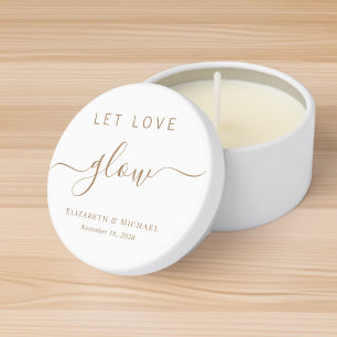 Elegant Let Love Glow White Gold Wedding Mini Candle Favors