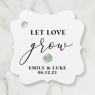 Elegant Let Love Grow Succulent Wedding Favor tags