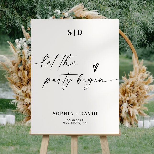 Elegant Let The Party Begin Wedding Welcome Sign (Creator Uploaded)