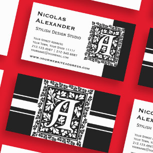 Elegant Letter A Antique Monogram Renaissance Business Card