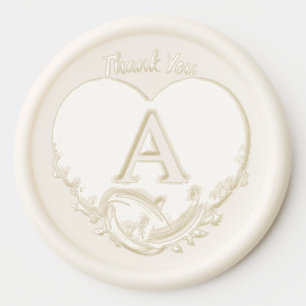 Elegant Letter A Heart Letterpress Wedding Rings Wax Seal Sticker