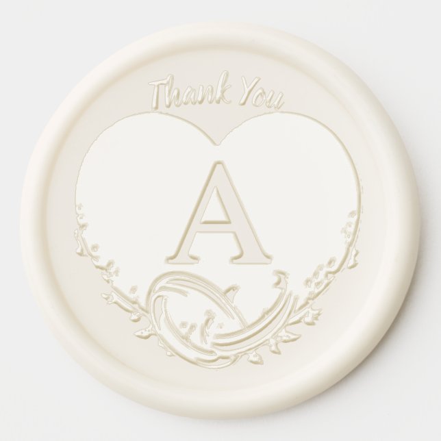 Elegant Letter A Heart Letterpress Wedding Rings Wax Seal Sticker (Front)