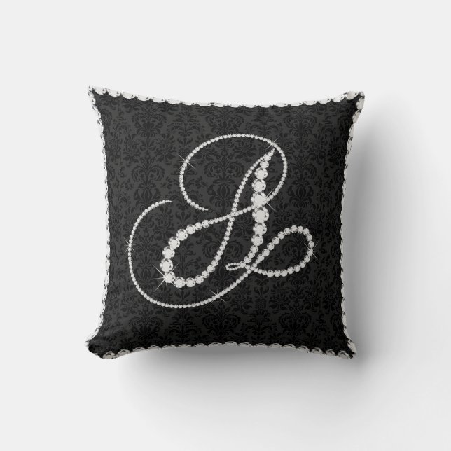 Elegant Letter A Sparkling Diamonds -Monogram Throw Pillow (Front)