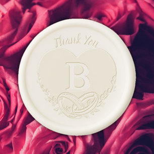 Elegant Letter B Heart Letterpress Wedding Wax Seal Sticker