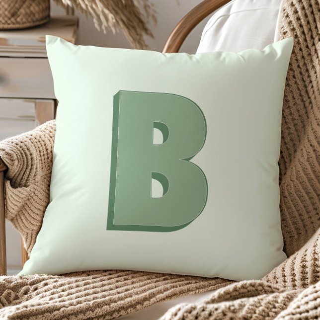 Elegant Letter B Monogram Personalized Initial Throw Pillow (Creator Uploaded)