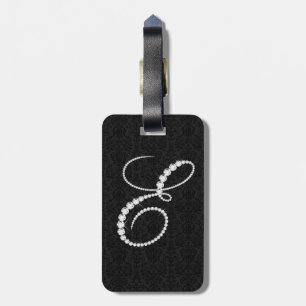 Elegant Letter E Sparkling Diamonds-Monogram Luggage Tag