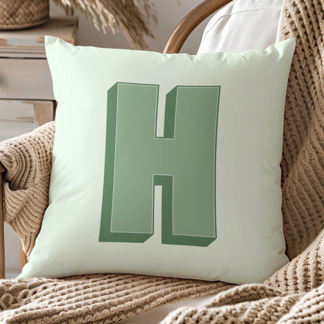 Elegant Letter H Monogram Personalized Initial Throw Pillow (Creator Uploaded)