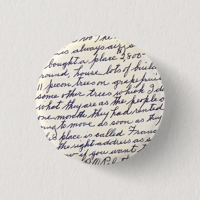 Elegant Letter Handwritten with Love Button (Front)