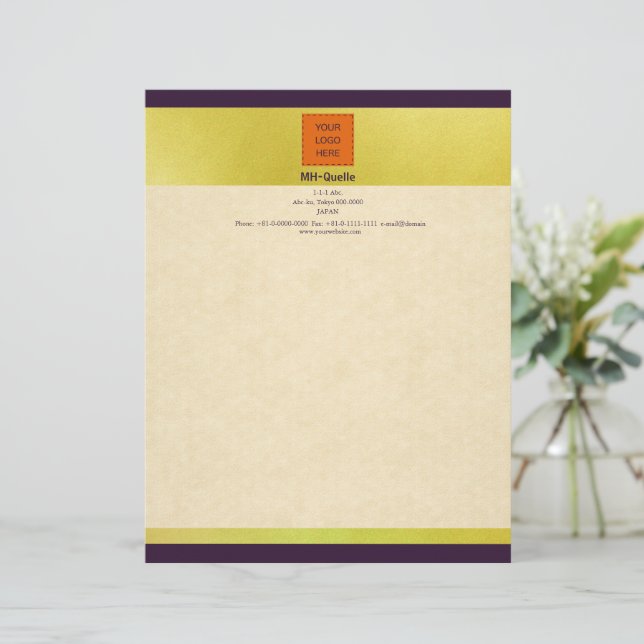 Elegant Letter Head with Hemp Leaf Pattern Letterhead (Standing Front)