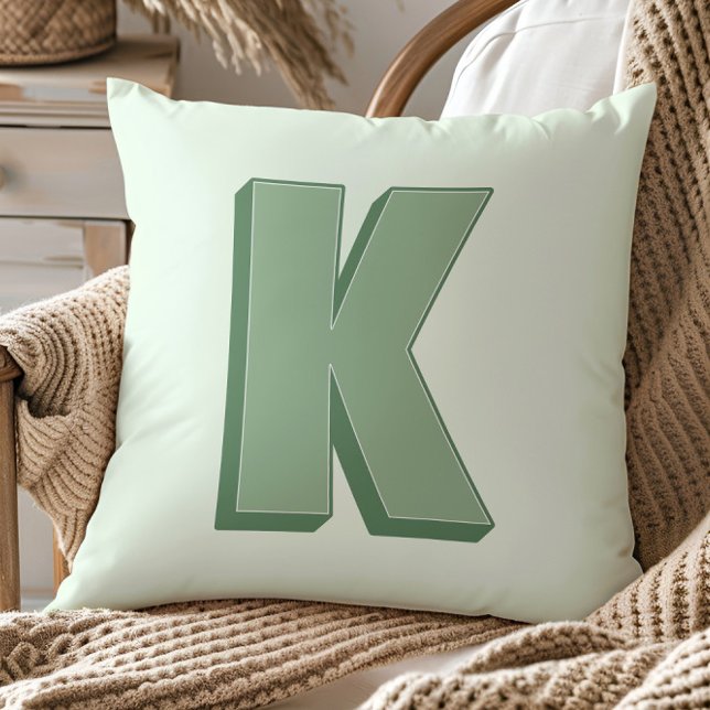 Elegant Letter K Monogram Personalized Initial Throw Pillow (Creator Uploaded)