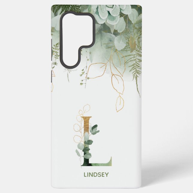 Elegant Letter L Fern & Eucalyptus Samsung Galaxy Case (Back)